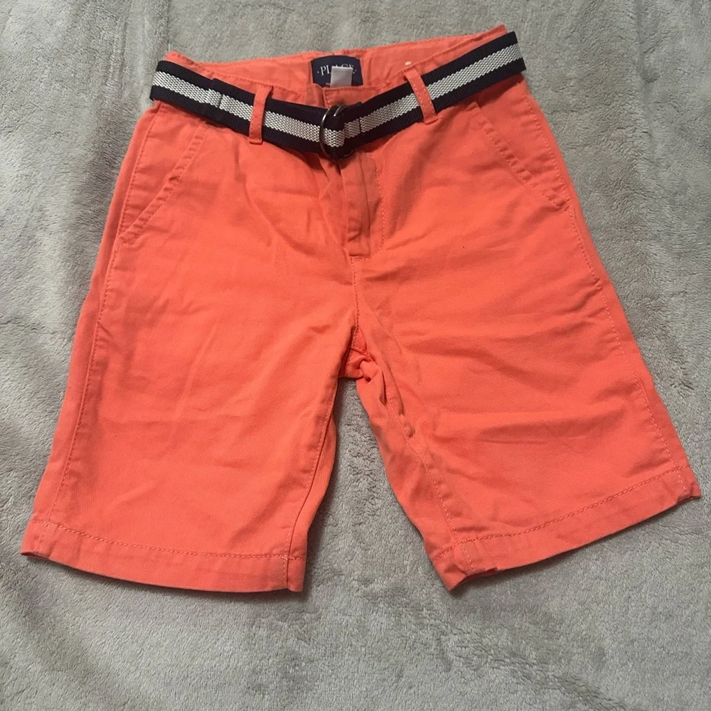 🆕The Children Place Vibrant Orange Shorts with Navy Accents Nwt